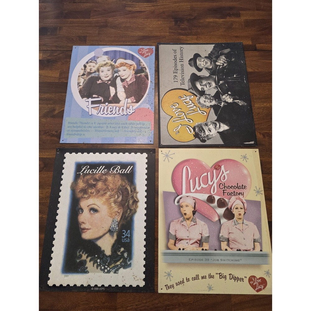 Vintage Lucille Ball Metal Signs Lot of 4 I Love Lucy Wall Decor Art Y2k 2000's